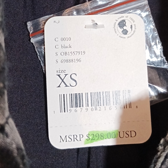 Free People Geometric Longline Denim Vest in Black Combo Oversize XS New NWT - Picture 8 of 9